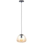 Brilliant Kaizen Luce Pendente Vetro Luce Pendente Metallo Nero Beige | 250mm - Adatto per 1x E27