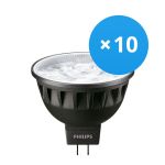 Confezione Multipack 10x Philips Master LED Faretti GU5.3 MR16 7.5W 500lm 24D - 930 Luce Calda | Miglior resa cromatica - Dimmerabile - Sostitutiva 50W