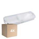 Confezione Multipack 4x Noxion LED Emergenza Bulkhead Bianca 8.5W 500lm - 865 Luce Del Giorno | Emergenza 3H - incl. 4 directions