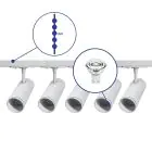 Set completo 1-Fase Rail 3 Metro Bianca | incl. 5x Faretti + GU10 2700K 3W Dimmerabile + Tappo Di Chiusura, Connettore di Alimentazione e I-Connettore
